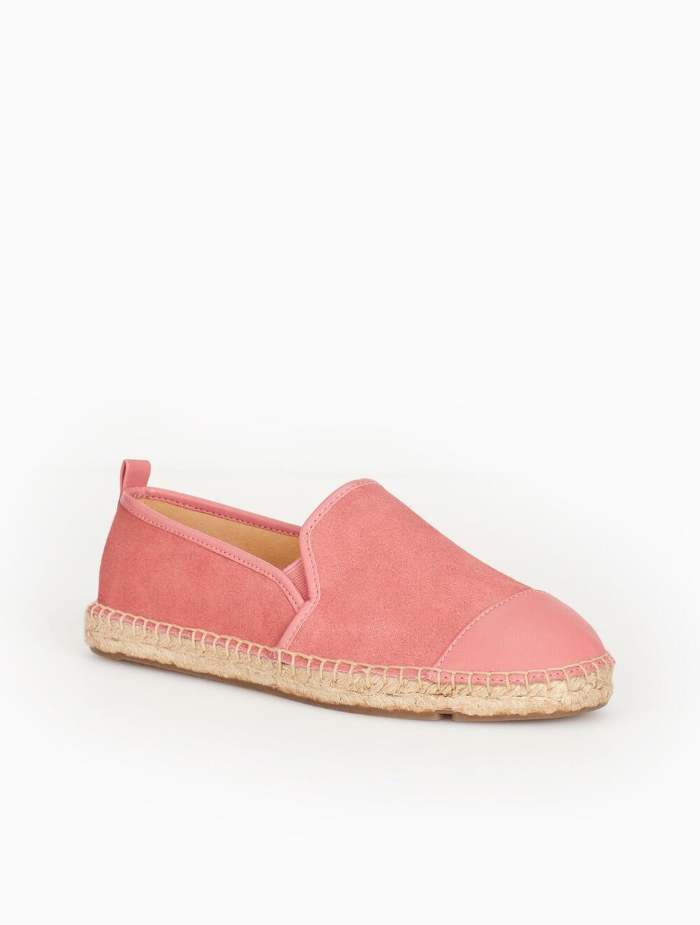 Talbots Izzy Espadrille‎ Flats Suede Sz 8 Pink Leather Cap Toe Slip On Loafers